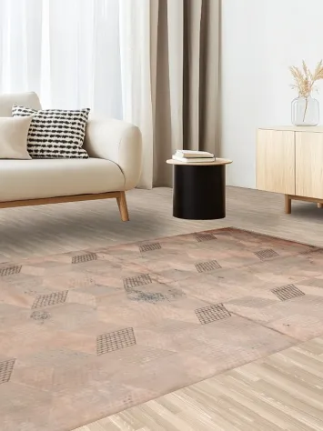 Modern Geometric Patterned Rug with Soft Earthy Hues for Chic Interiors 5x8