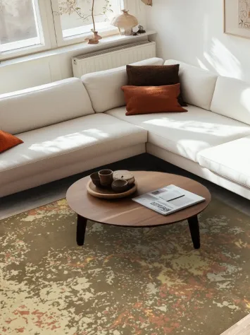 Contemporary Rustic Design Rug in Warm Earthy Tones 7x10