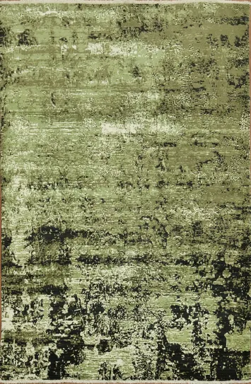 Vintage Inspired Green Rug with Distressed Texture for Modern Interiors 6x9
