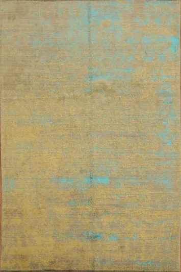 Contemporary Area Rug in Neutral Colors with Pops of Turquoise 6x10
