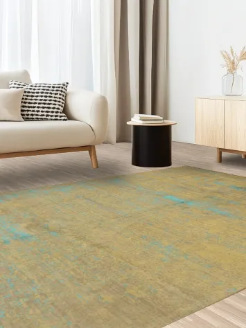 Contemporary Area Rug in Neutral Colors with Pops of Turquoise 6x10