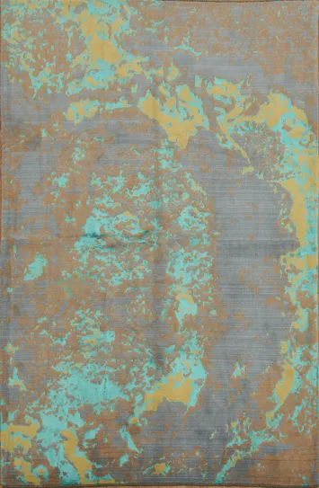 Modern Living: Yellow and Teal Abstract Design Rug 7x10