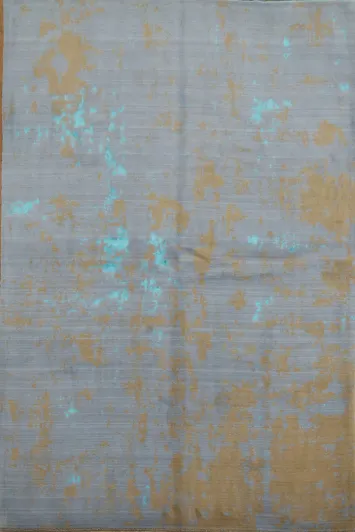 Luxurious Contemporary Rug with Blue and Beige Brown Canvas Design 7x10