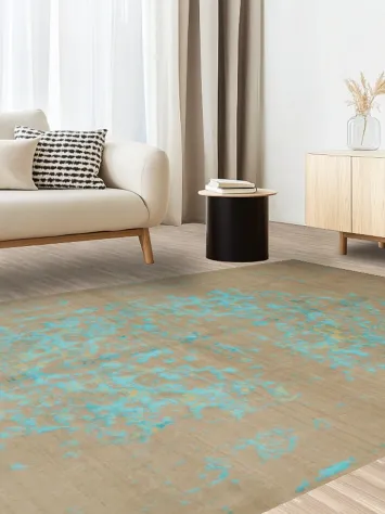 Sophisticated Neutral Rug Featuring Teal Highlights 7x10