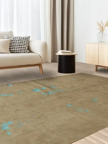 Stylish neutral rug with eye-catching Teal blue accents 6x10