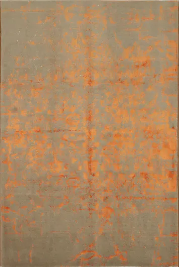 Contemporary Rug with Eye-Catching Orange Highlights 6x10