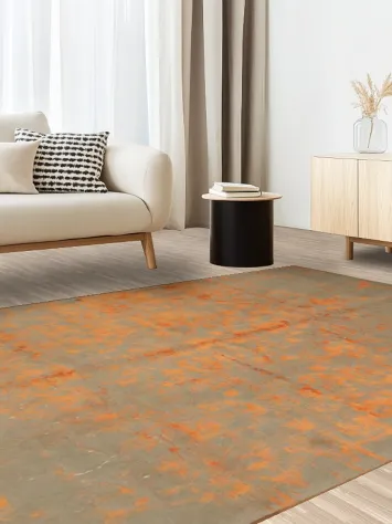 Contemporary Rug with Eye-Catching Orange Highlights 6x10