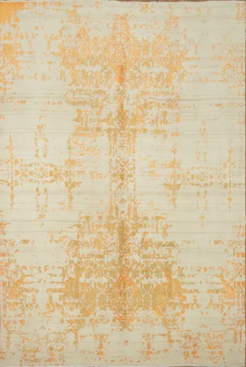 Vintage Charm with Modern Touch - Orange and Beige Rug 7x10