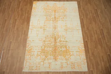 Vintage Charm with Modern Touch - Orange and Beige Rug 7x10