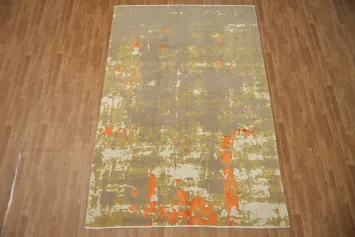 Exquisite Beige and Orange Distressed Abstract Design Rug 7x10