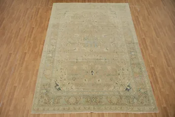 Distressed Vintage Wool Kashan Persian Area Rug 9x13