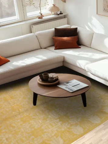 Elegant Gold Area Rug with Classic Ornamental Patterns 7x10