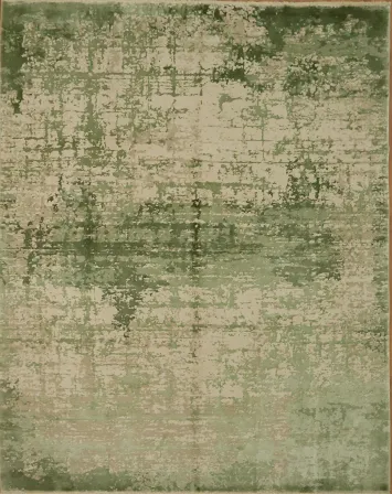 Wool Green and Beige Distressed Area Rug for Modern Spaces 8x10