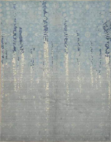 Serene Blue Toned Area Rug with Abstract Gradient Design 8x10