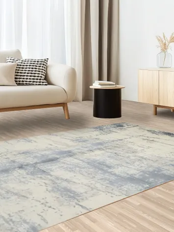 Elegant Abstract Beige and Blue Modern Style Area Rug 5x8