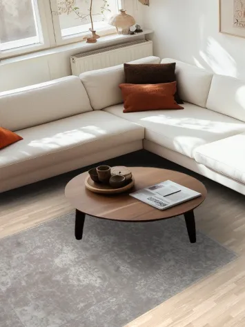 Sophisticated Gray Rug with Delicate Vintage Floral Styles 4x6