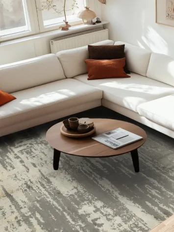 Modern Abstract Art Inspired Area Rug in Neutral Hues