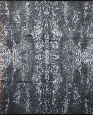 Artistic Gray and Blue Distressed Area Rug for Contemporary Living Spaces 8x10