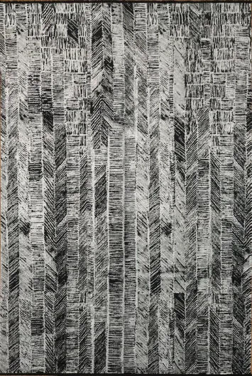 Modern Artistic Rug with Geometric Chevron Design 7x10