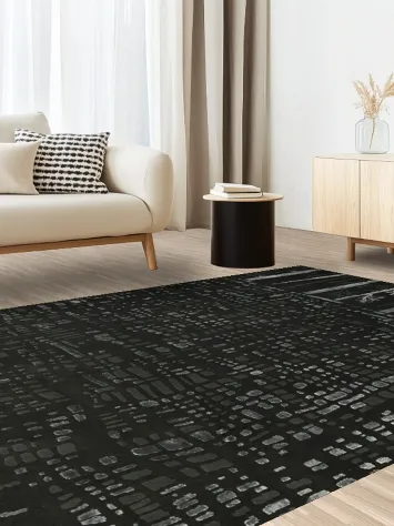 Elegant Black and Gray Rug with a Modern Abstract Design 7x10