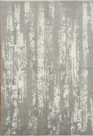 Modern Grey and White Textured Rug with Abstract Design