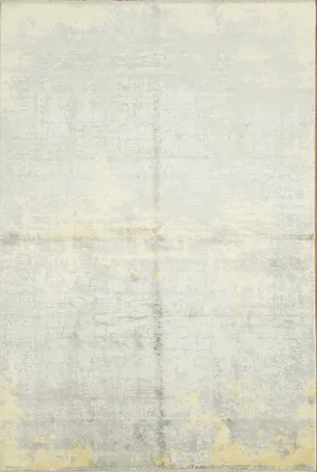 Modern Minimalist Beige and Grey Distressed Area Rug