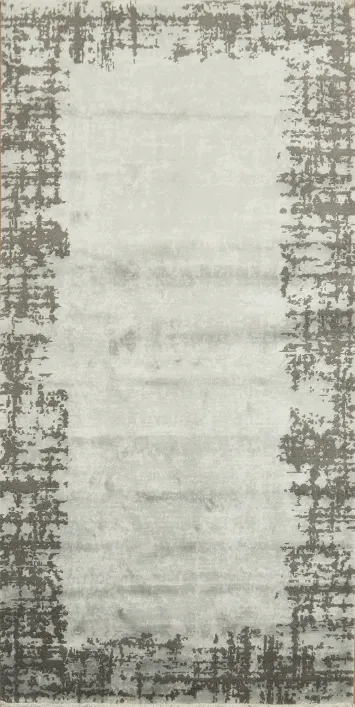 Elegant Modern Area Rug with Textured Grey Border Design