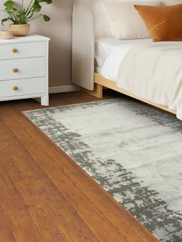 Elegant Modern Area Rug with Textured Grey Border Design