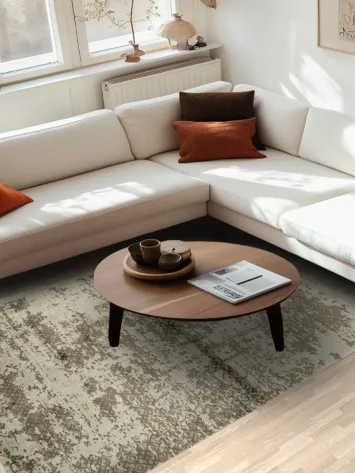 Contemporary Abstract Patterned Rug in Soft Earthy Tones