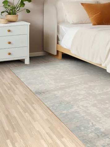 Elegant Gray and Blue Abstract Patterned Area Rug Delight