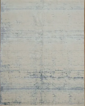 Elegantly Distressed Blue and Beige Area Rug