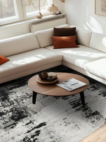 Urban Chic Rug with Bold Abstract Black Accents