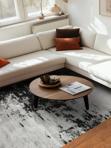 Monochrome Abstract Rug Perfect for Stylish Minimalist Decor