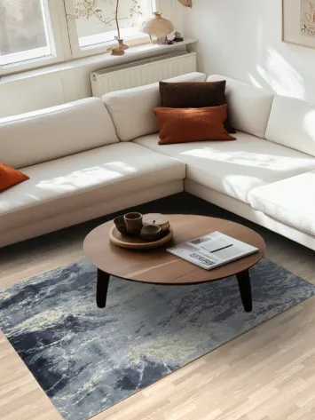 Luxurious Soft Toned Rug in Marble Abstract Design