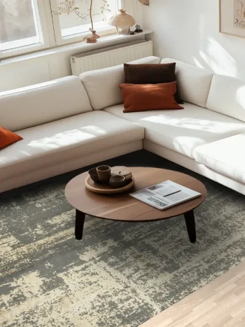 Contemporary Abstract Design Rug in Neutral Grey and Beige Shades