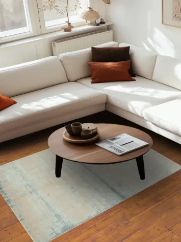 Minimalist Artistic Beige and Grey Area Rug Design