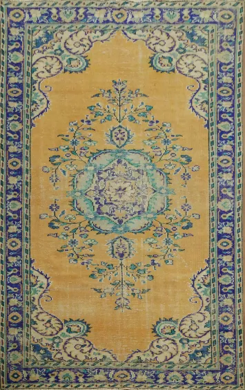 Vintage Distressed Anatolian Wool Area Rug 6x9