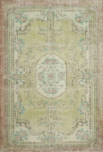 Aubusson Design Vintage Distressed Anatolian Area Rug 6x9