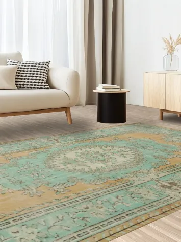 Luxury Wool Vintage Distressed Anatolian Area Rug 6x10