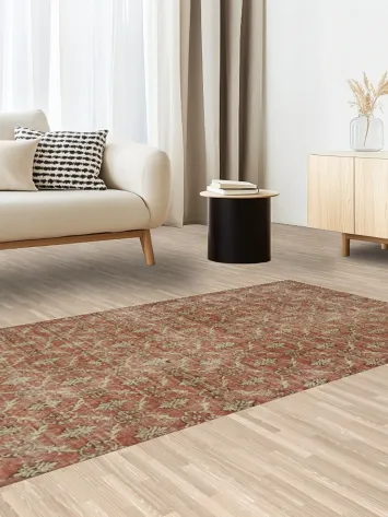 All Over Pattern Vintage Distressed Anatolian Area Rug 4x7