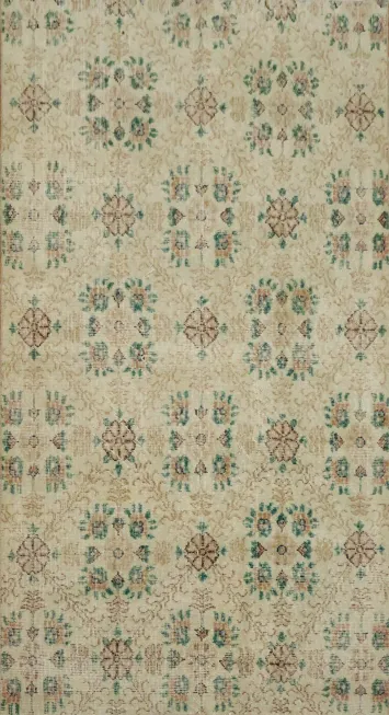 Vintage Distressed Wool Anatolian Turkish Area Rug 4x6