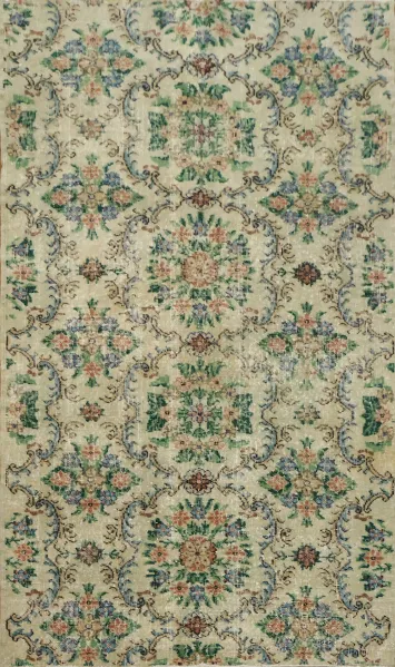 Wool Vintage Distressed Anatolian Turkish Area Rug 4x7