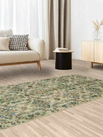 Wool Vintage Distressed Anatolian Turkish Area Rug 4x7