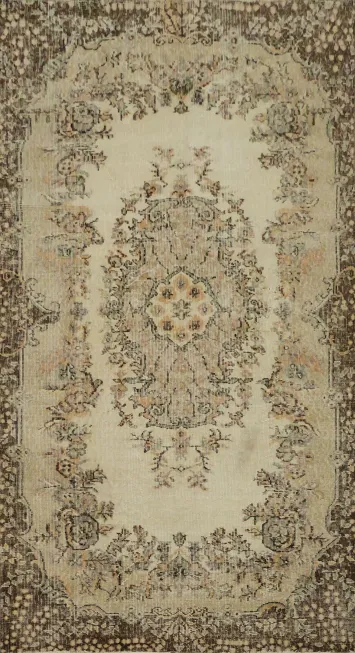 Wool Vintage Distressed Anatolian Turkish Area Rug 4x7