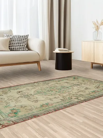 Aubusson Designed Vintage Distressed Anatolian Turkish Area Rug 4x7