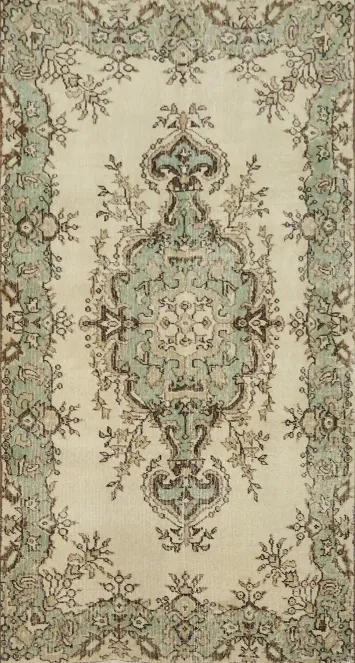 Wool Distressed Anatolian Turkish Area Rug 4x7