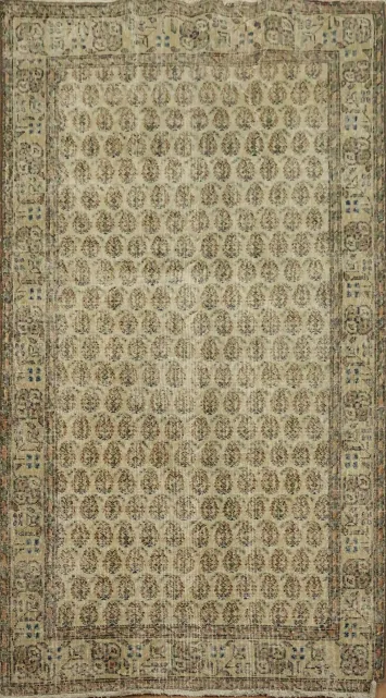 Vintage Distressed Wool Area Rug 4x7