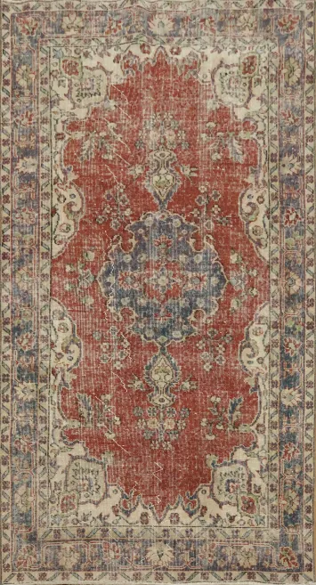 Decorative Vintage Distressed Anatolian Turkish Wool Rug 4x7