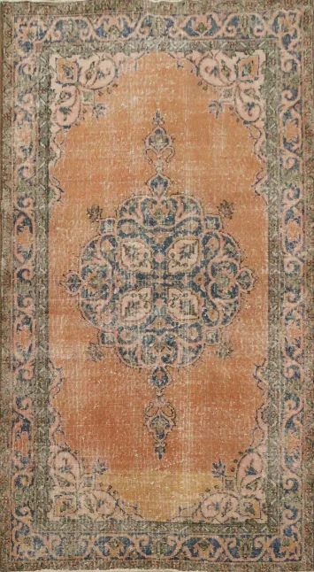 Medallion Rustic Distressed Anatolian Turkish Area Rug 4x7