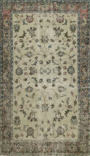 Sophisticated Heritage with Timeless Floral Turkish Vintage Rug 4x7